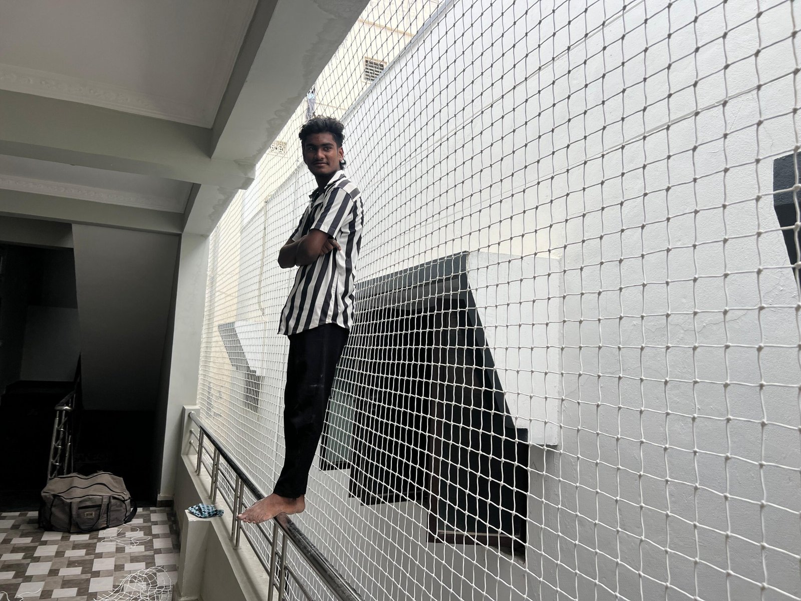 Balcony safety net installation in Chennai apartment